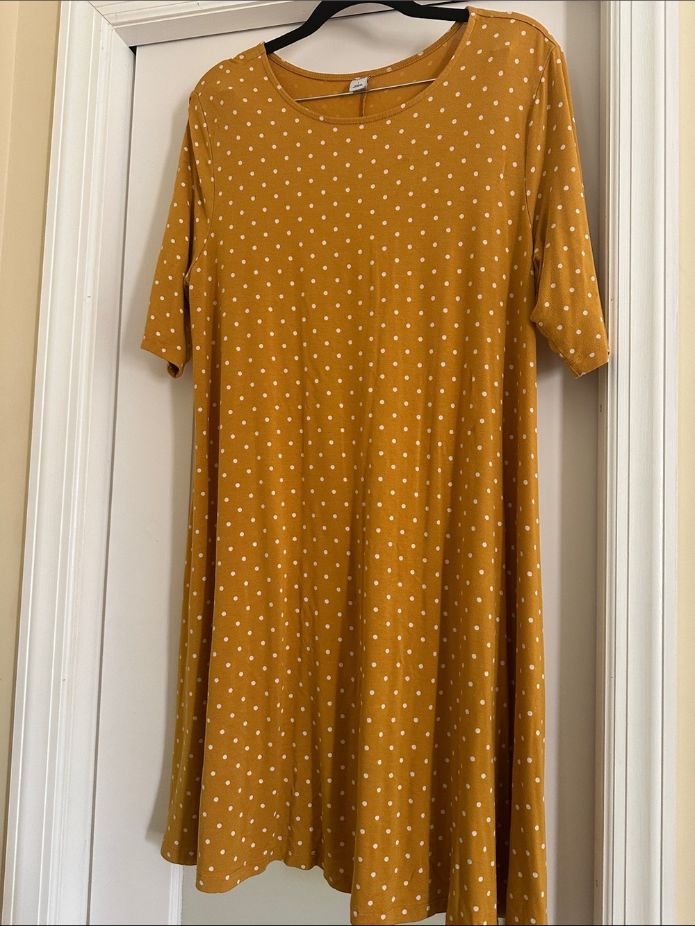 Old Navy Mustard Polka Dot Midi Dress